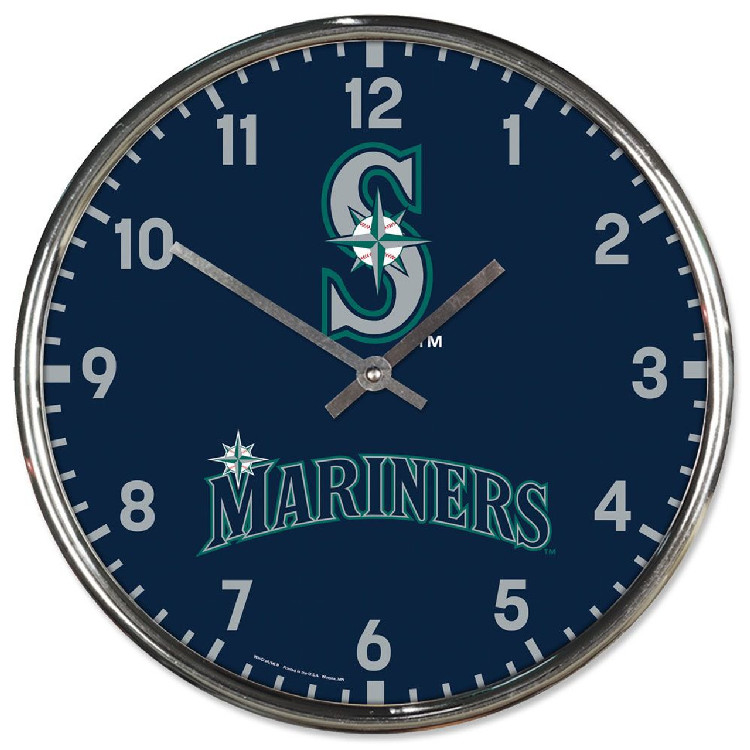 Seattle Mariners Clock Round Wall Style Chrome