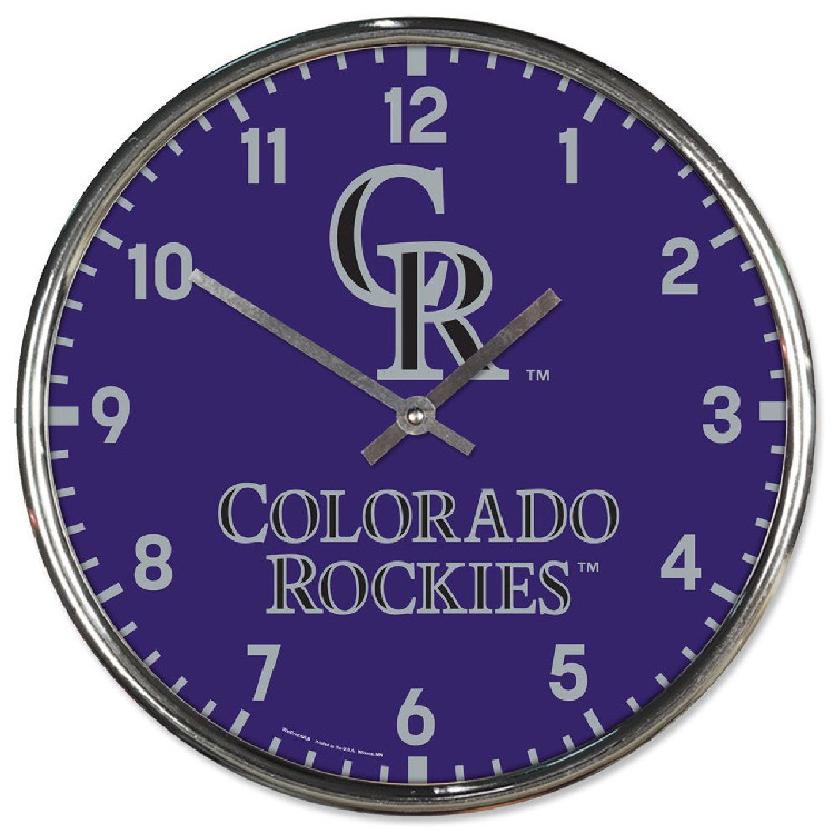 Colorado Rockies Clock Round Wall Style Chrome