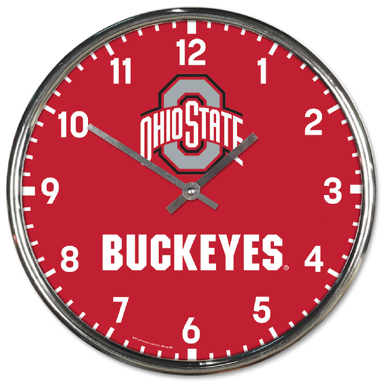 Ohio State Buckeyes Round Chrome Wall Clock