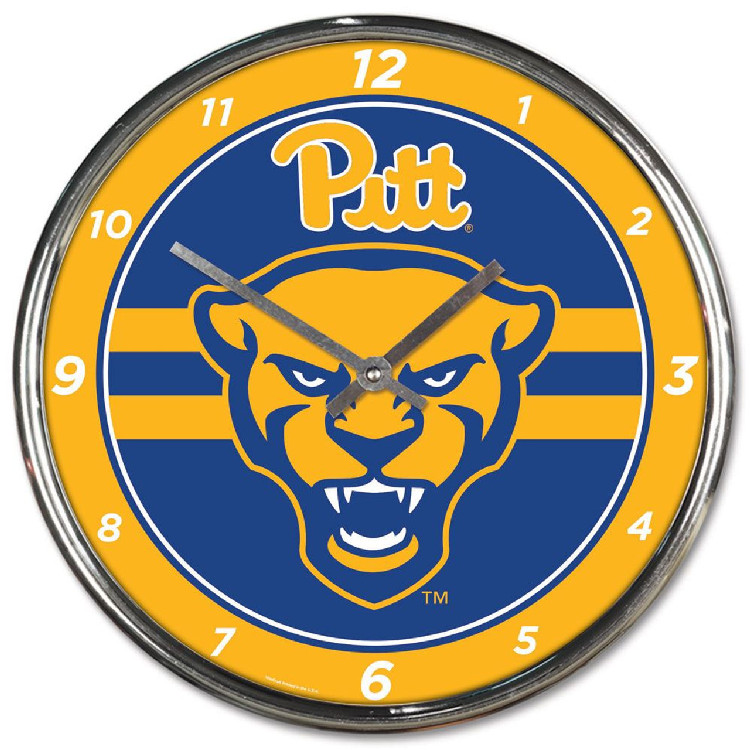 Pittsburgh Panthers Round Chrome Wall Clock