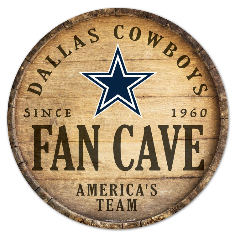 Dallas Cowboys Sign Wood 14 Inch Round Barrel Top Design