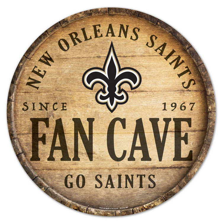 New Orleans Saints Sign Wood 14 Inch Round Barrel Top Design