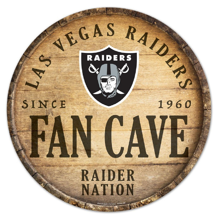 Las Vegas Raiders Sign Wood 14 Inch Round Barrel Top Design