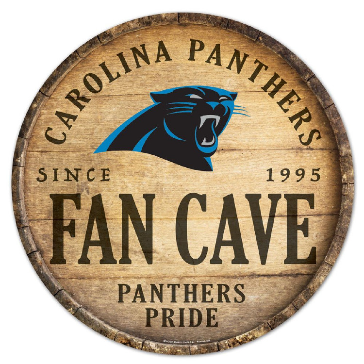 Carolina Panthers Sign Wood 14 Inch Round Barrel Top Design