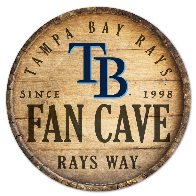 Tampa Bay Rays Sign Wood 14 Inch Round Barrel Top Design