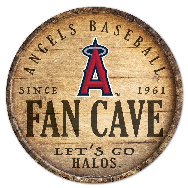 Los Angeles Angels Sign Wood 14 Inch Round Barrel Top Design