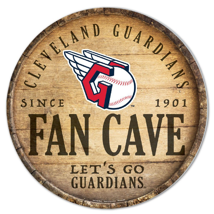 Cleveland Guardians Sign Wood 14 Inch Round Barrel Top Design