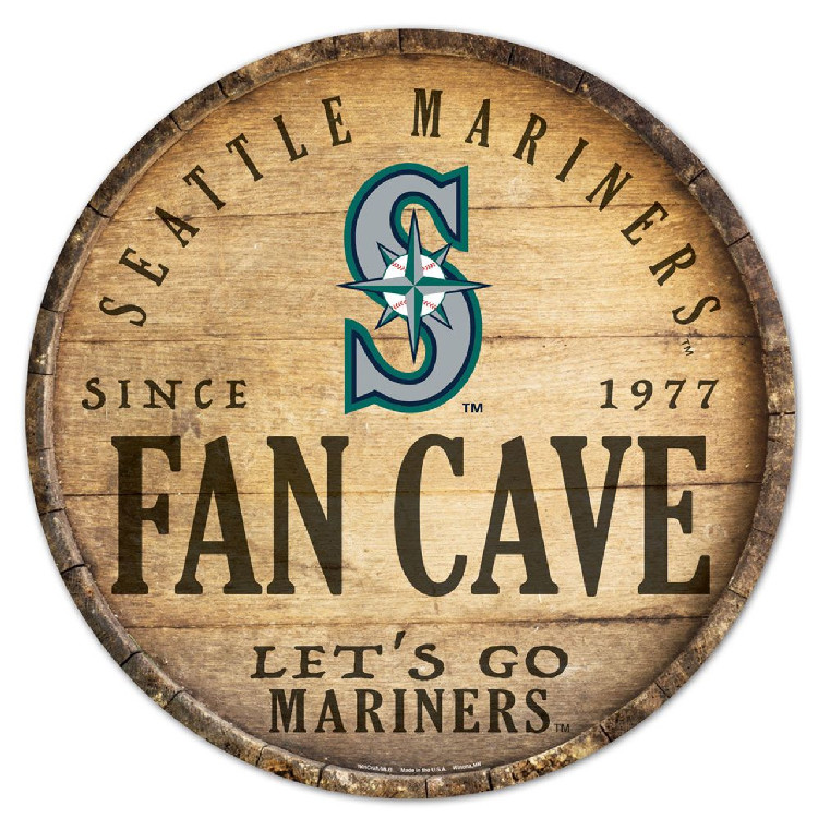 Seattle Mariners Sign Wood 14 Inch Round Barrel Top Design