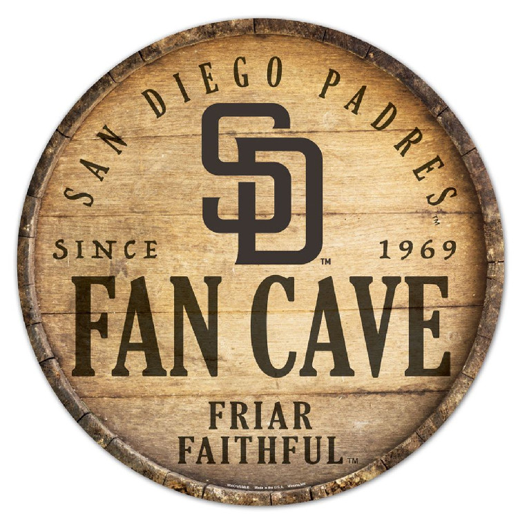 San Diego Padres Sign Wood 14 Inch Round Barrel Top Design