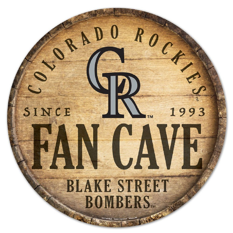 Colorado Rockies Sign Wood 14 Inch Round Barrel Top Design