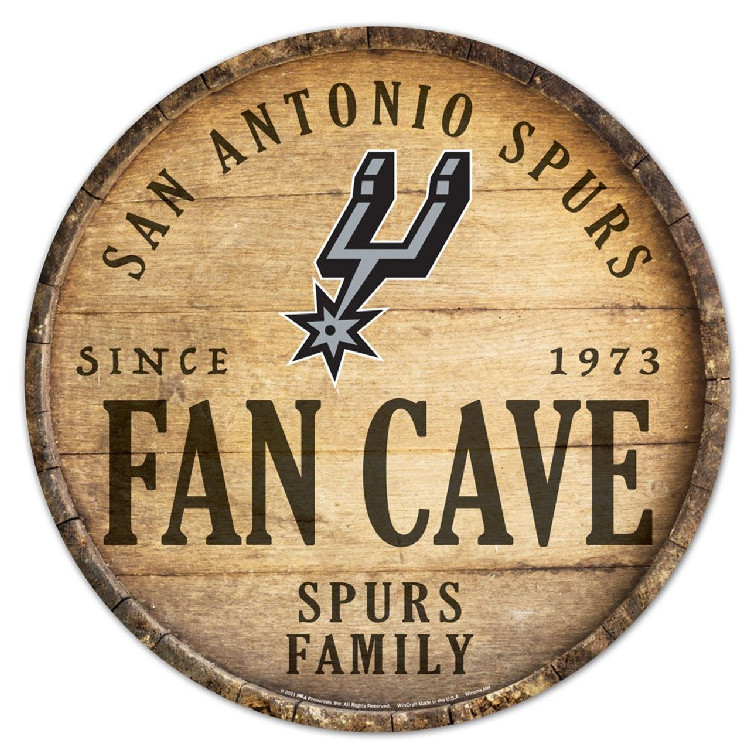 San Antonio Spurs Sign Wood 14 Inch Round Barrel Top Design