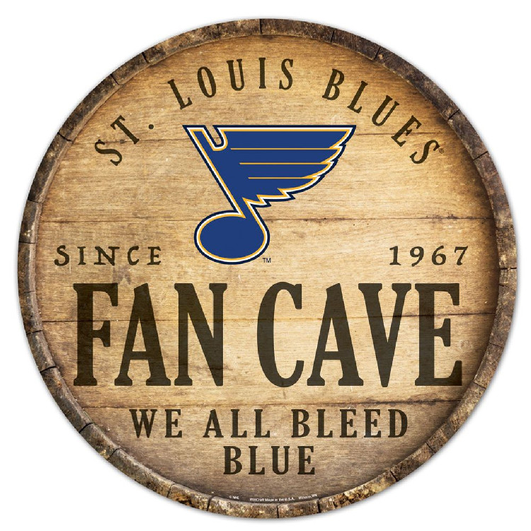 St. Louis Blues Sign Wood 14 Inch Round Barrel Top Design