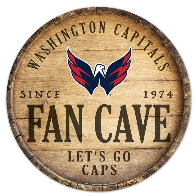 Washington Capitals Sign Wood 14 Inch Round Barrel Top Design