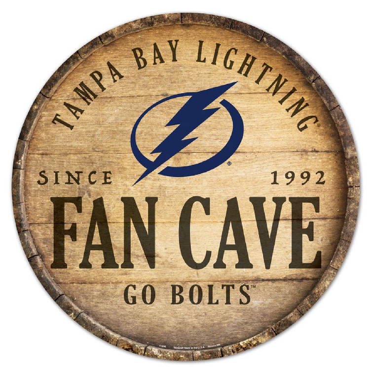 Tampa Bay Lightning Sign Wood 14 Inch Round Barrel Top Design