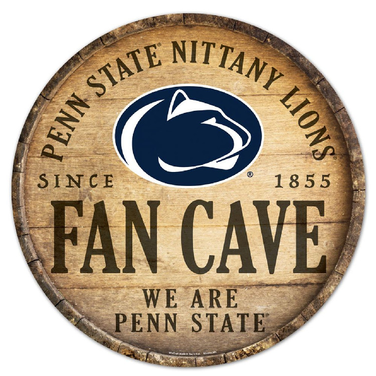 Penn State Nittany Lions Sign Wood 14 Inch Round Barrel Top Design