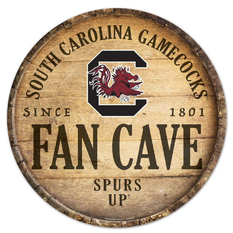 South Carolina Gamecocks Sign Wood 14 Inch Round Barrel Top Design