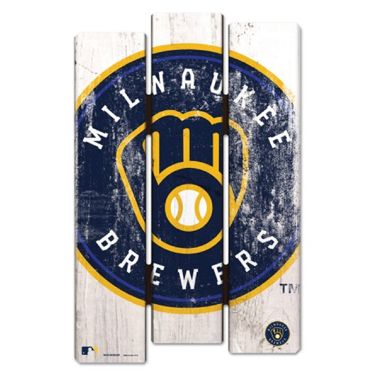 Milwaukee Brewers Sign 11x17 Wood Fence Style