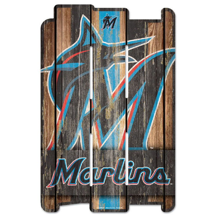 Miami Marlins Sign 11x17 Wood Fence Style