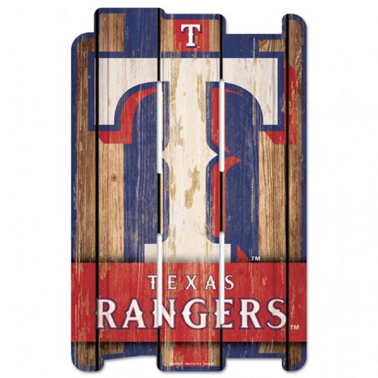 Texas Rangers Sign 11x17 Wood Fence Style