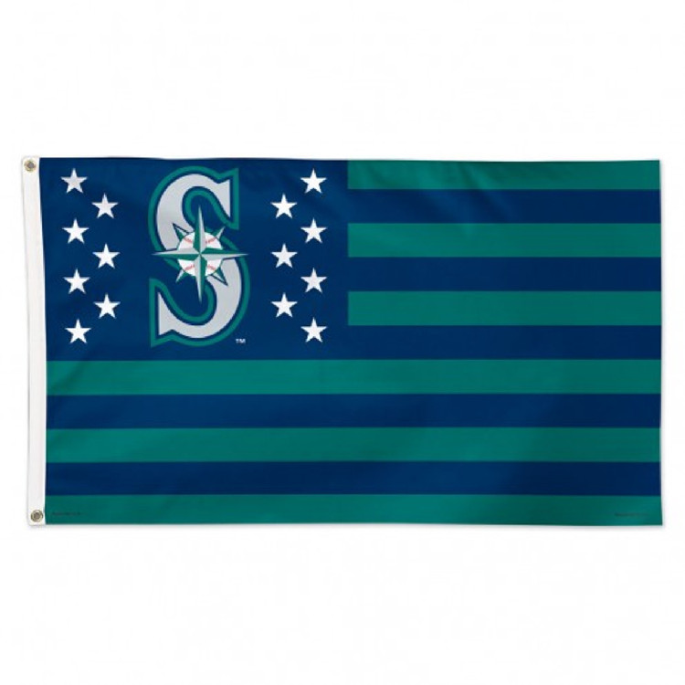 Seattle Mariners Flag 3x5 Deluxe Style Stars and Stripes Design