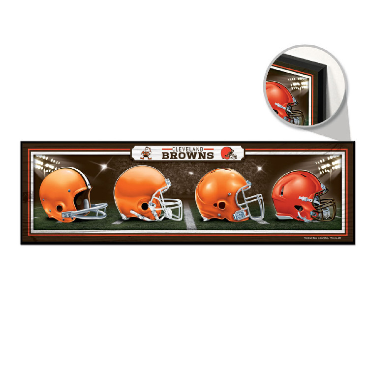 Cleveland Browns Sign 9x30 Wood Helmets Design