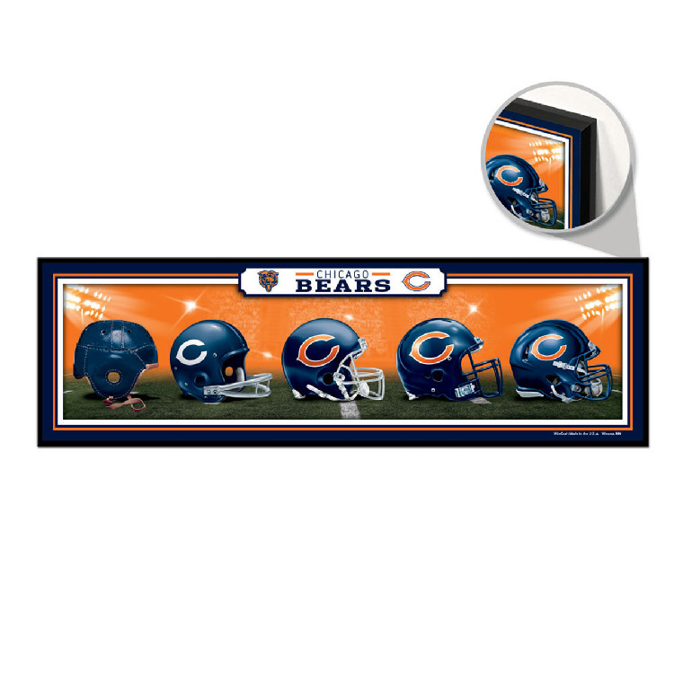 Chicago Bears Sign 9x30 Wood Helmets Design