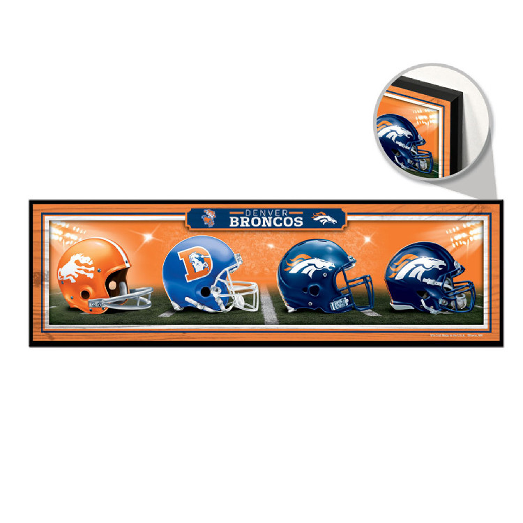 Denver Broncos Sign 9x30 Wood Helmets Design