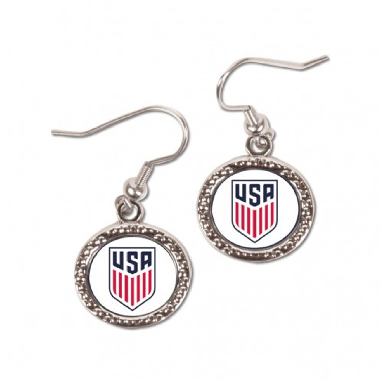 US National Soccer Earrings Round Style