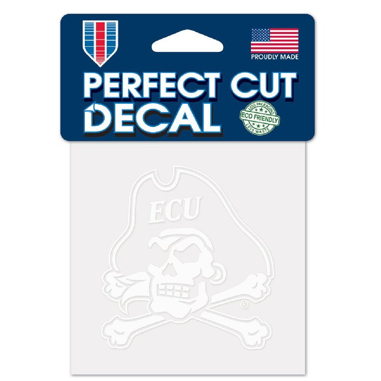 East Carolina Pirates Decal 4x4 Perfect Cut White