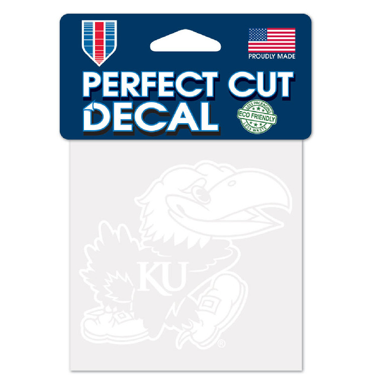 Kansas Jayhawks Decal 4x4 Perfect Cut White