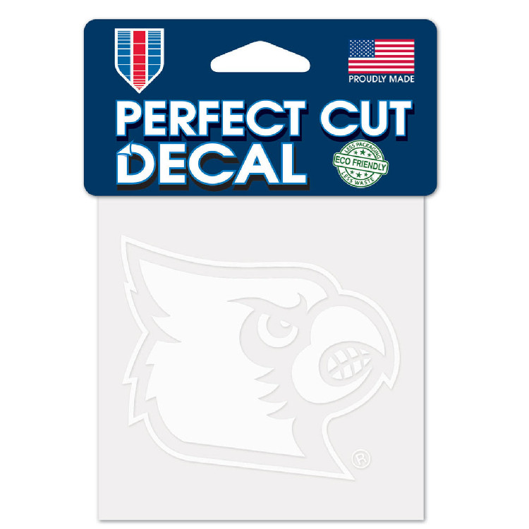 Louisville Cardinals Decal 4x4 Perfect Cut White