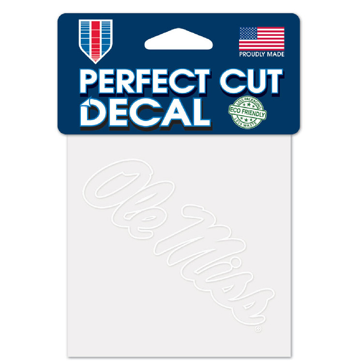 Mississippi Rebels Decal 4x4 Perfect Cut White