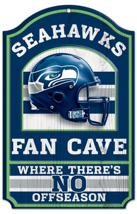 Seattle Seahawks Wood Sign - 11"x17" Fan Cave Design