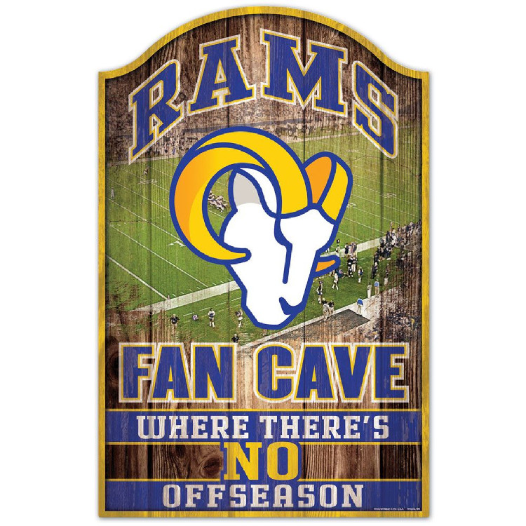 Los Angeles Rams Sign 11x17 Wood Fan Cave Design