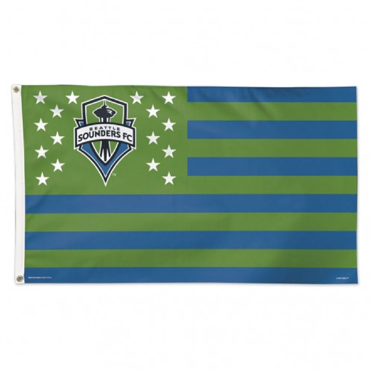 Seattle Sounders Flag 3x5 Deluxe Style Stars and Stripes Design