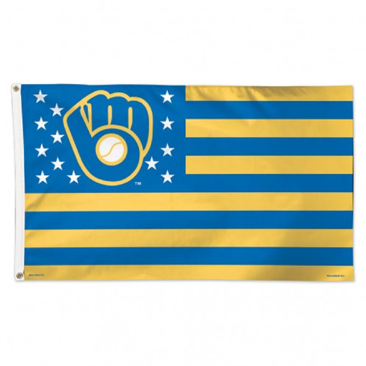 Milwaukee Brewers Flag 3x5 Deluxe Style Stars and Stripes Design