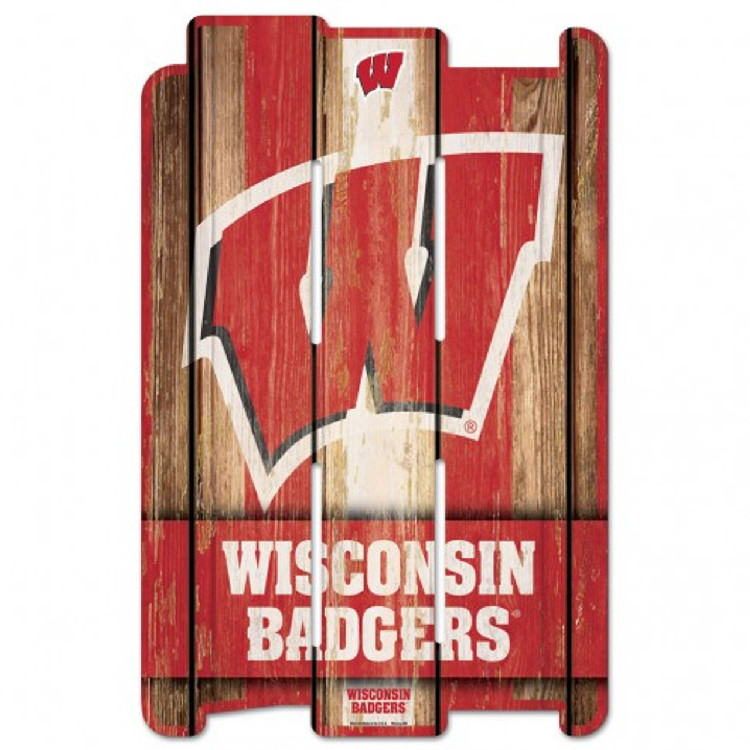 Wisconsin Badgers Sign 11x17 Wood Fence Style