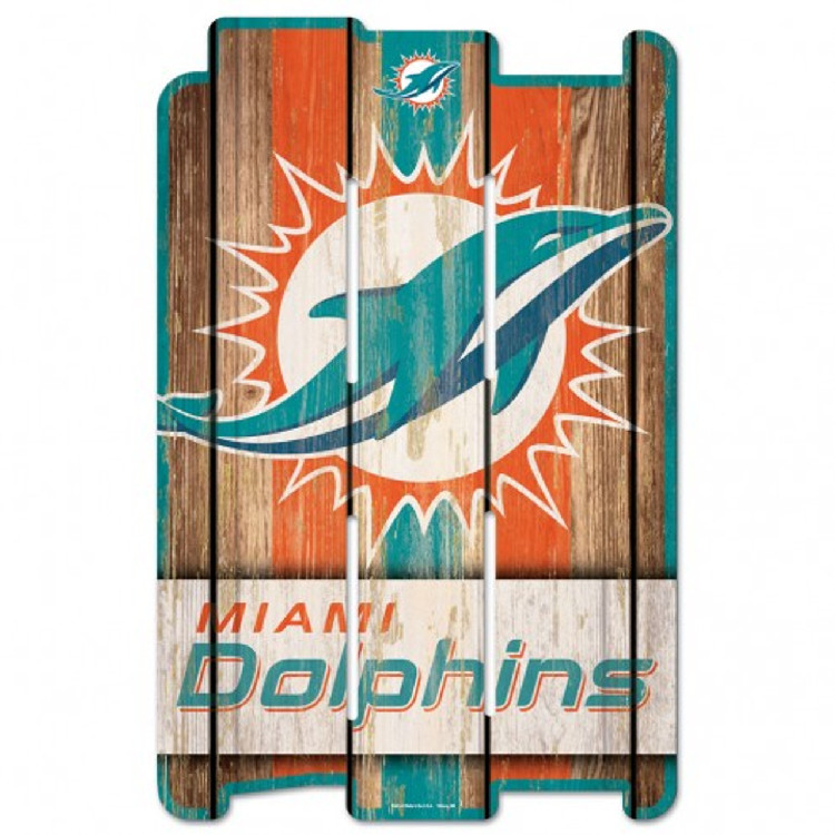 Miami Dolphins Sign 11x17 Wood Fence Style