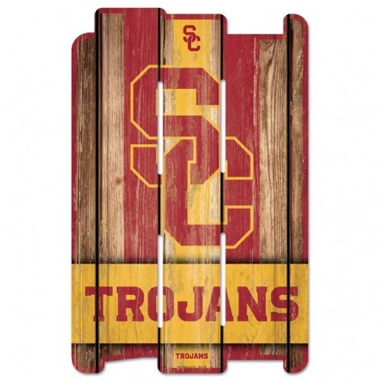 USC Trojans Sign 11x17 Wood Fence Style