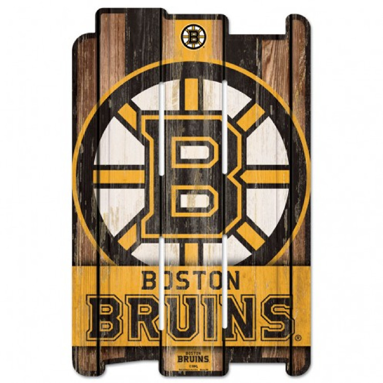 Boston Bruins Sign 11x17 Wood Fence Style