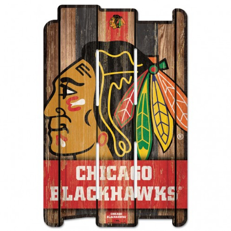 Chicago Blackhawks Sign 11x17 Wood Fence Style