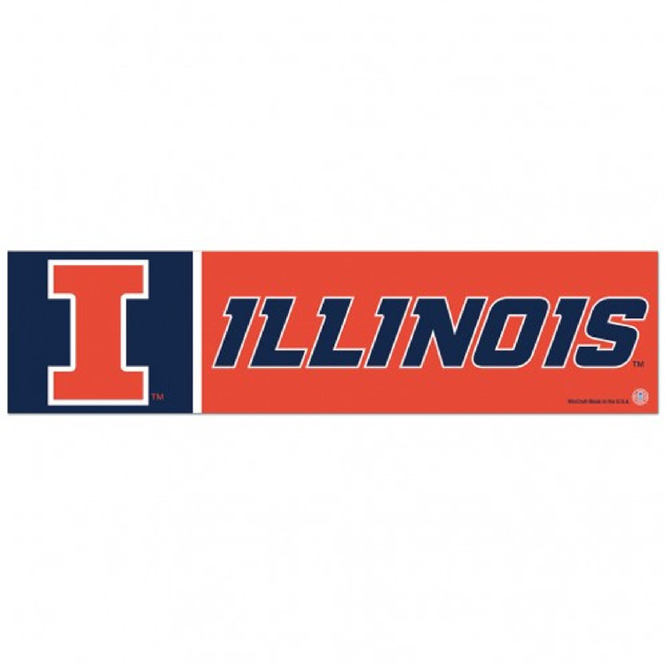 Illinois Fighting Illini Decal 3x12 Bumper Strip Style