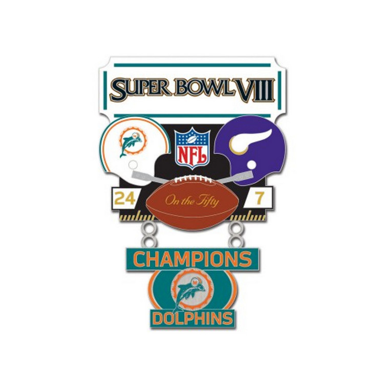 Miami Dolphins Pin Collector Jewelry Card Style Past Super Bowl Champs