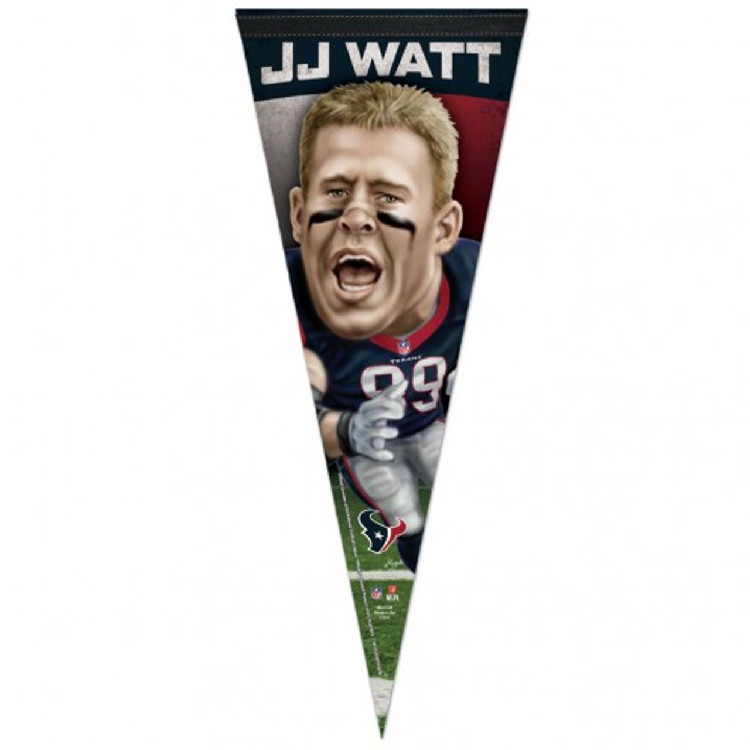 Houston Texans Pennant 12x30 Premium Style J.J. Watt Caricature Design CO