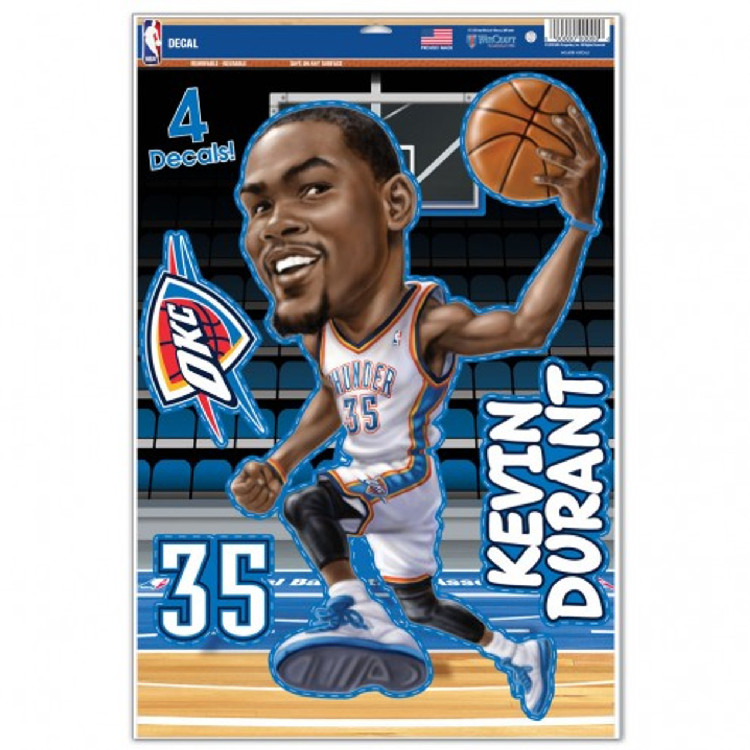 Oklahoma City Thunder Decal 11x17 Multi Use Kevin Durant Caricature Design