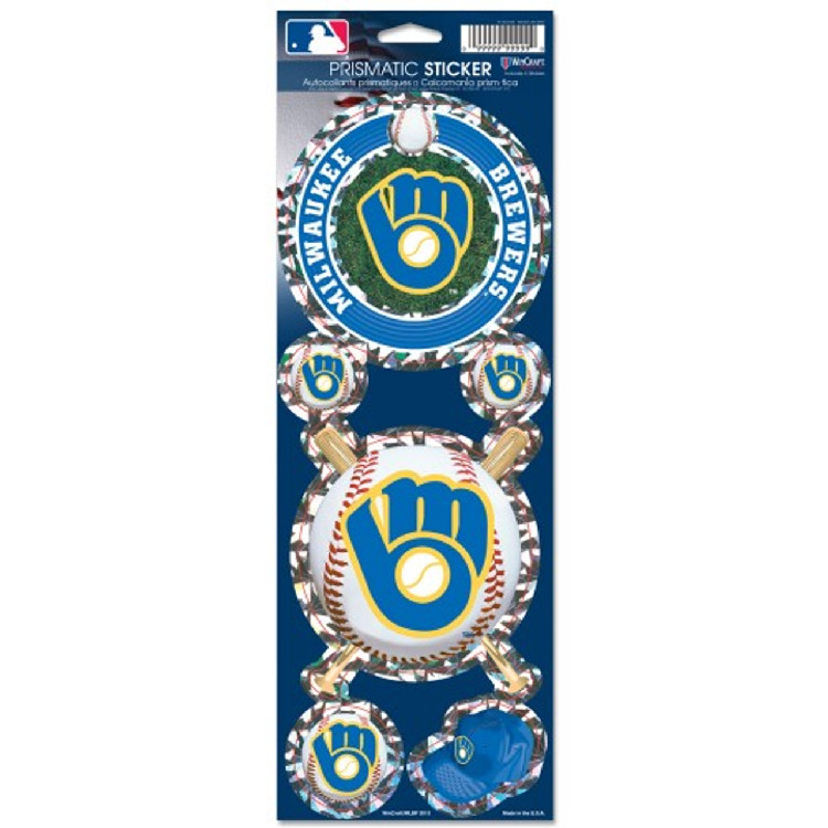 Milwaukee Brewers Decal 4x11 Die Cut Prismatic Style Retro Design