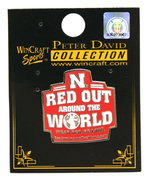 Nebraska Cornhuskers Pin Collector Jewelry Card Style Red Out Design CO