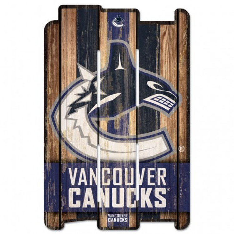 Vancouver Canucks Sign 11x17 Wood Fence Style