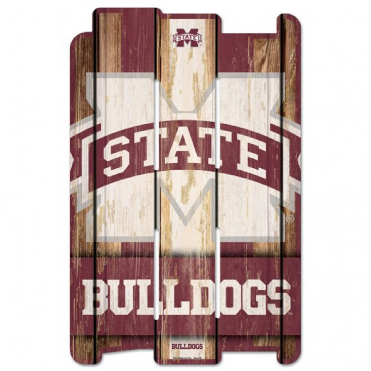 Mississippi State Bulldogs Sign 11x17 Wood Fence Style