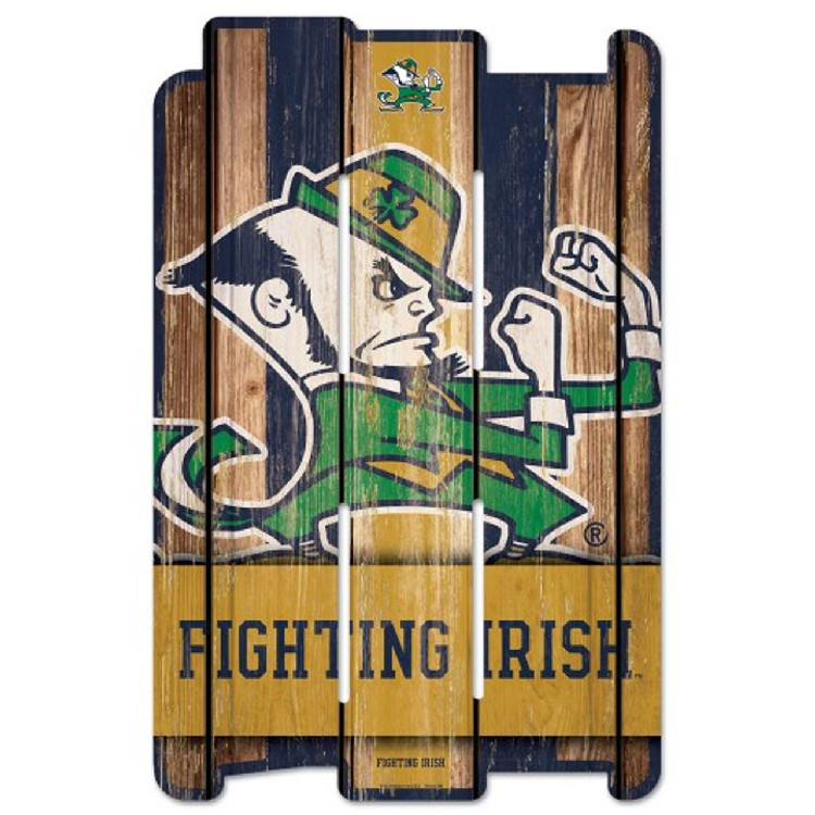 Notre Dame Fighting Irish Sign 11x17 Wood Fence Style